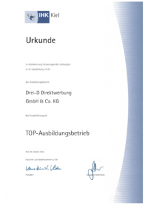 Urkunde TOP Ausbildungsbetrieb